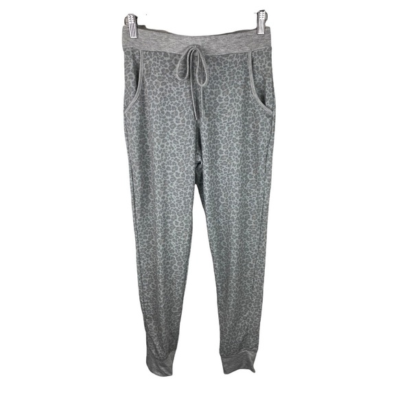 Women’s Gray Leopard Print Joggers with Pockets - Picture 1 of 7